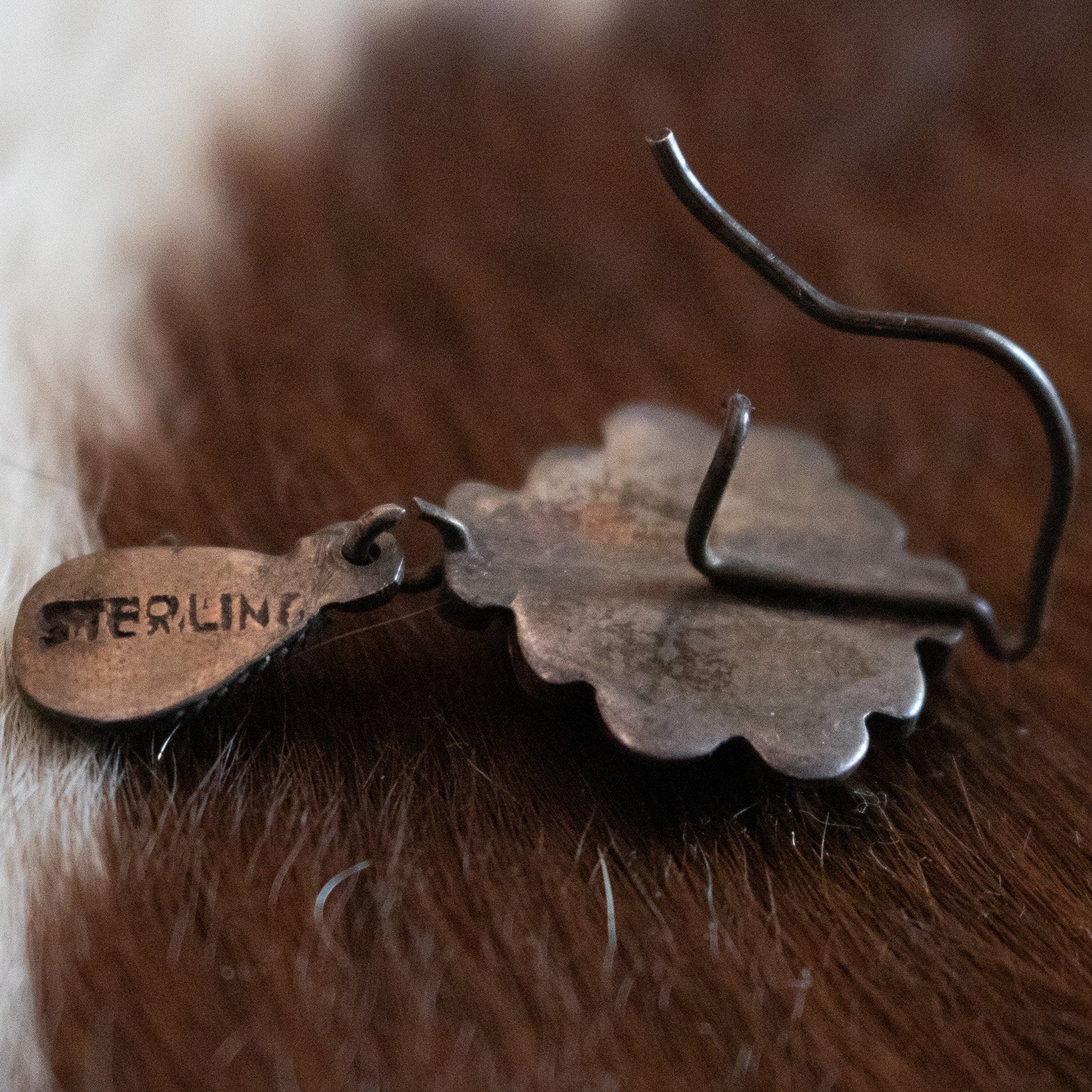 Vintage Navajo Zuni Sterling Silver Turqoise Earrings