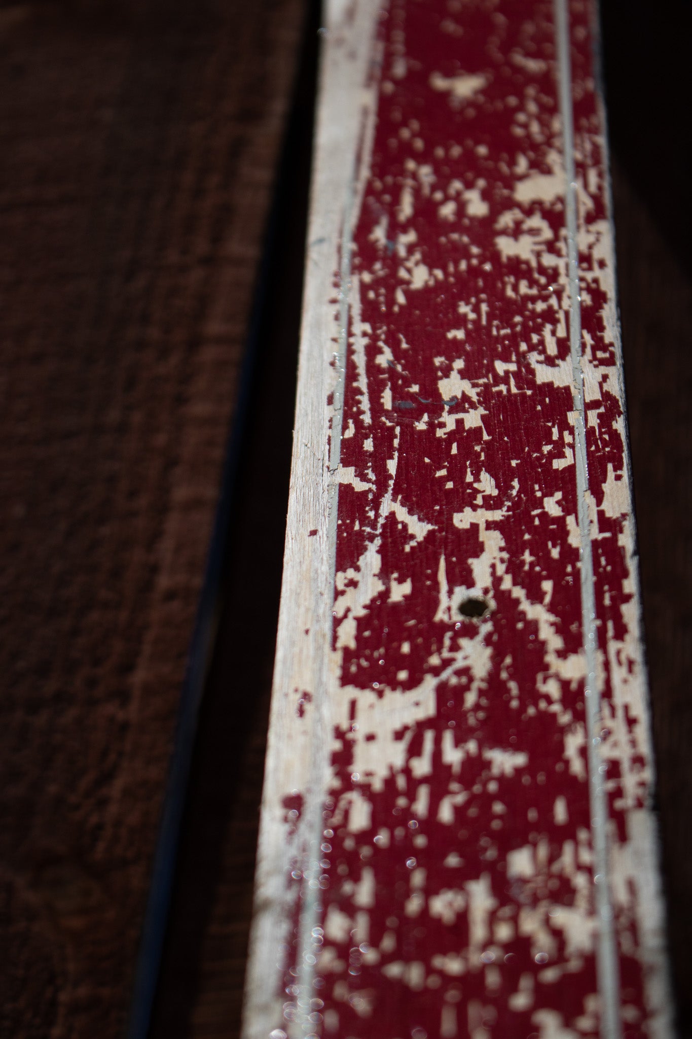 Red Wooden Antique Ski with Jofa Click-In Metal Bindings