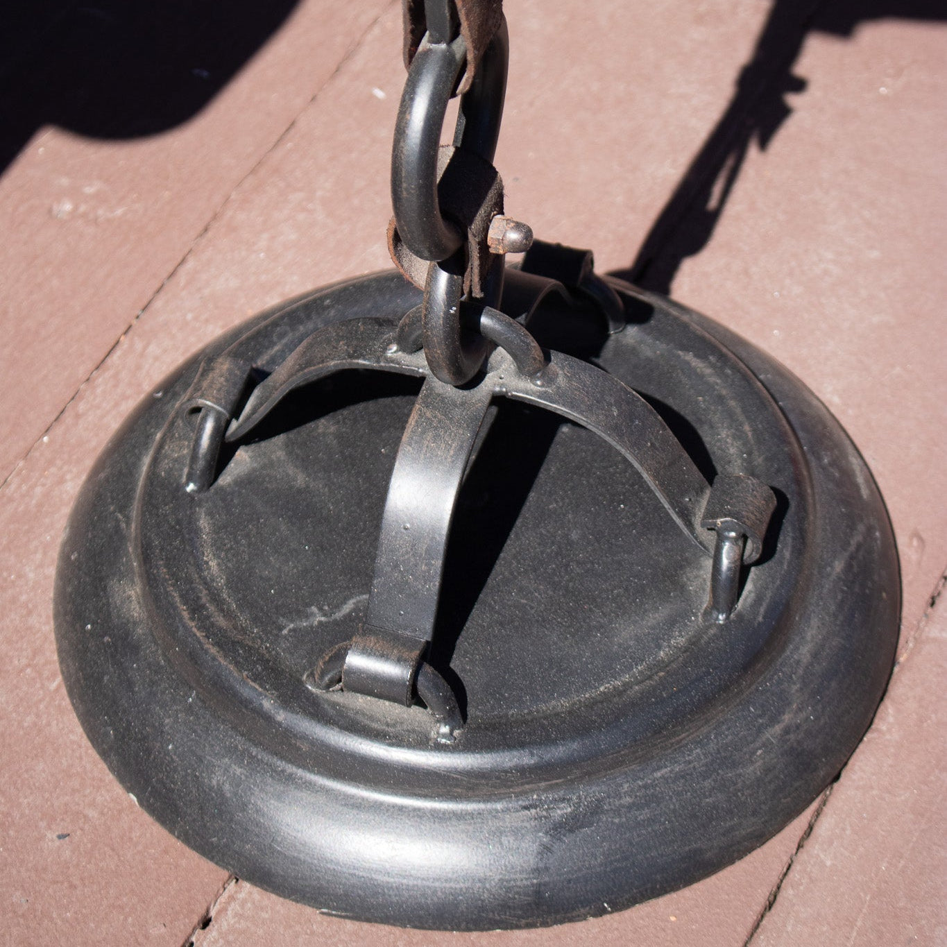 Vintage Custom Made Round Wrought Iron Metal Glass End Table
