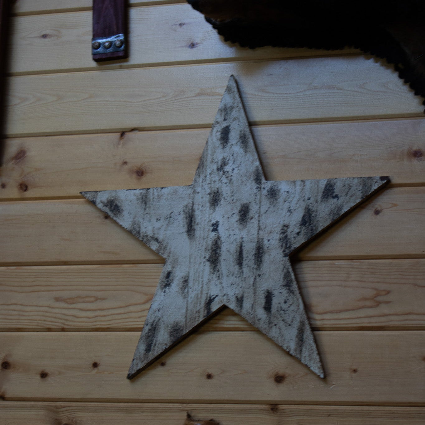 Rustic Barn Style Five-Point Wooden White Washed Star Wall Hanging Decor