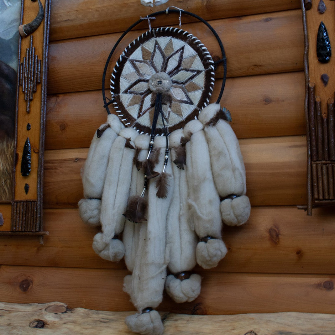 Authentic Native American Dream Catcher Ojibwe Mandalas Featuring Genuine Wool
