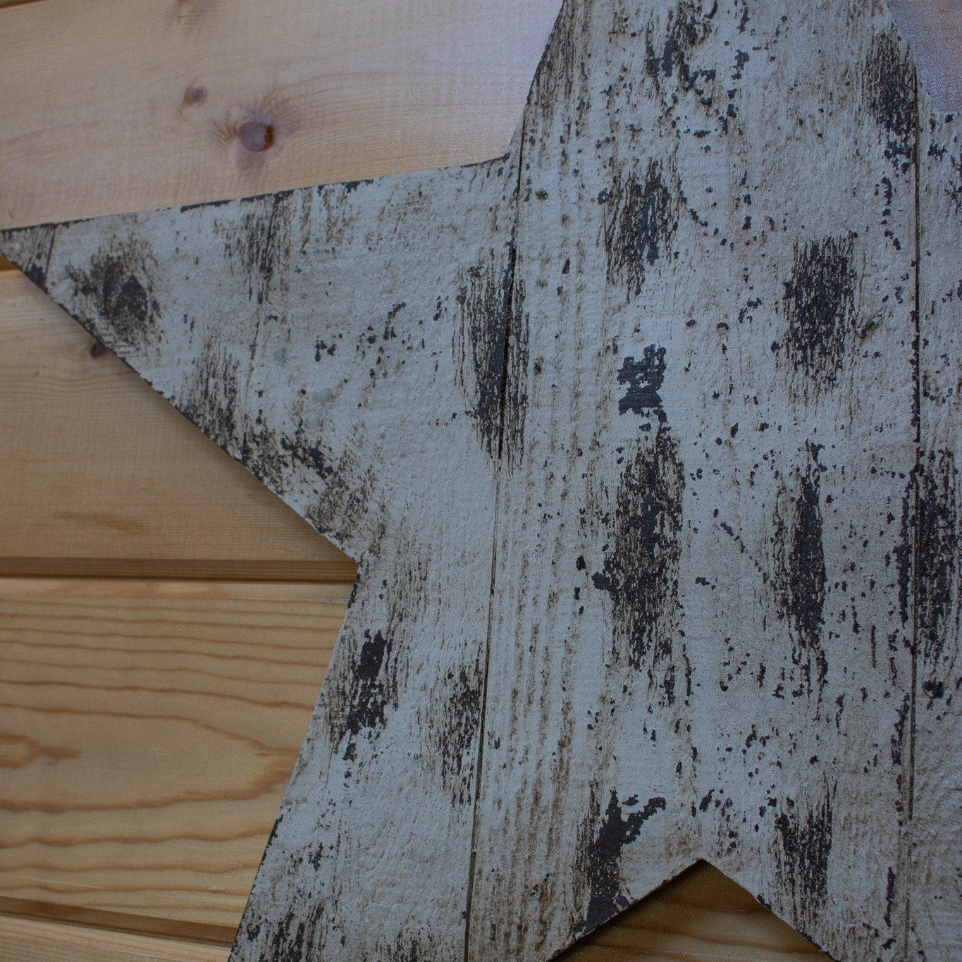 Rustic Barn Style Five-Point Wooden White Washed Star Wall Hanging Decor