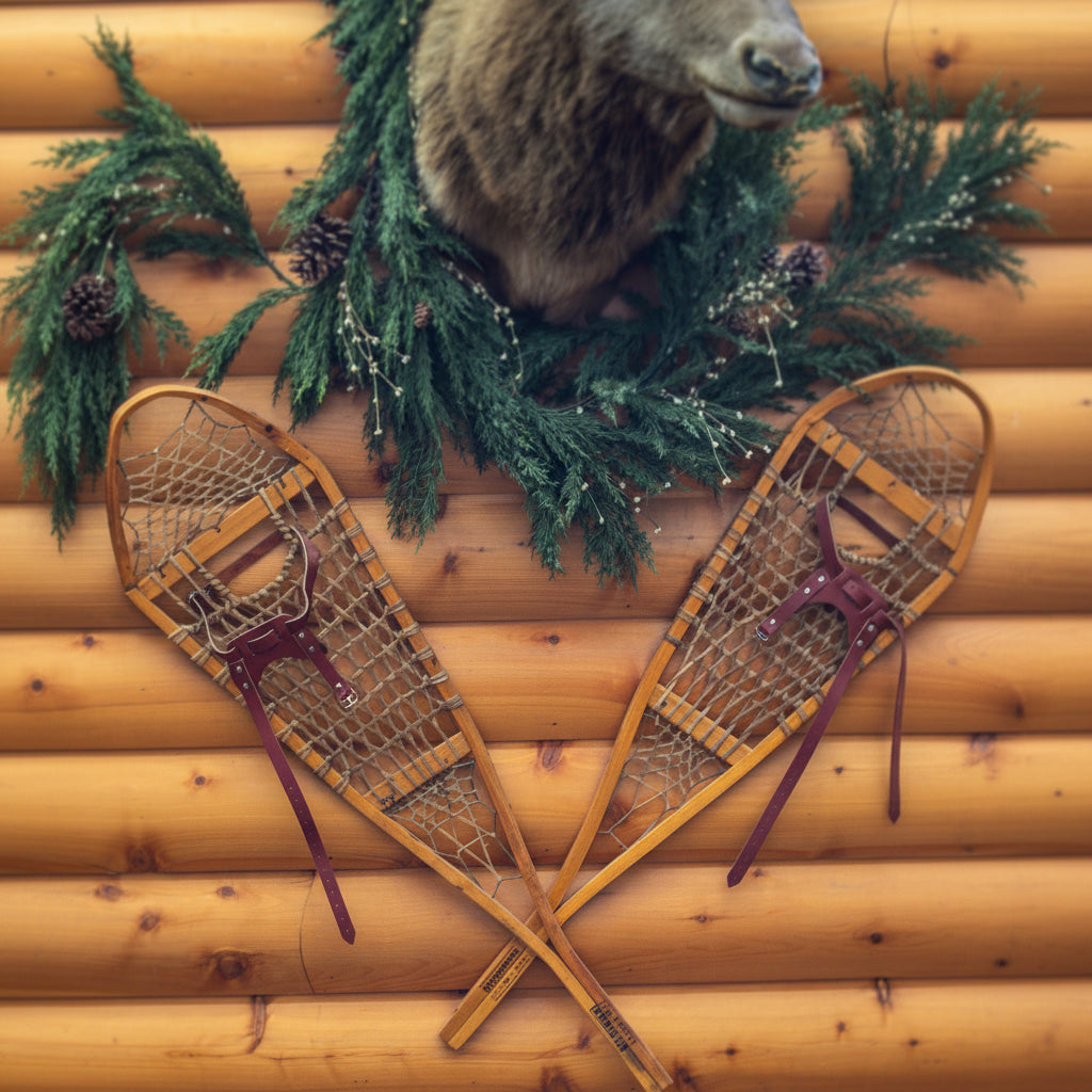 Traditional Wooden Design "Mountain Snowshoes" Brand Stamped