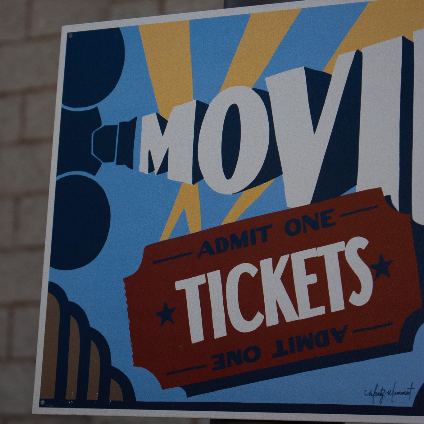 Metal Movie Ticket Sign