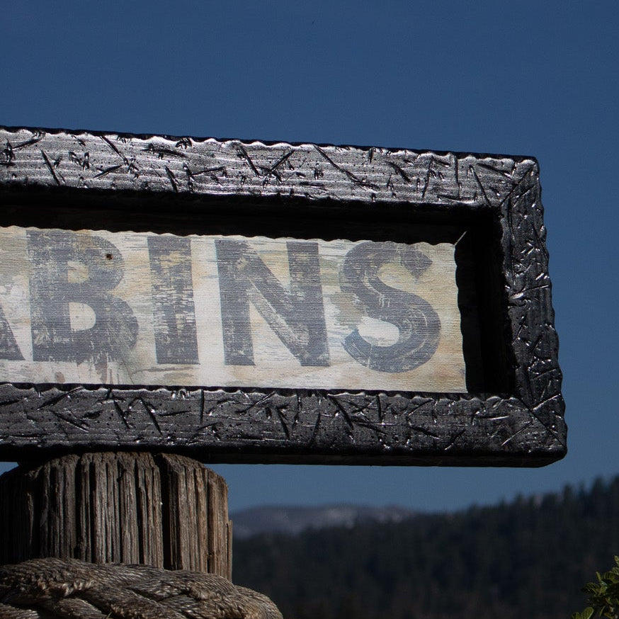 Simple "Cabins" Wooden Sign with Wooden Frame