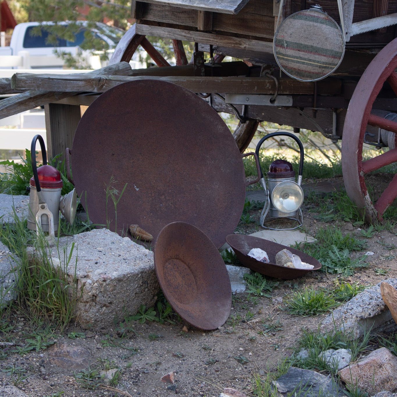 Antique Metal Mining Pan 3 Piece Set