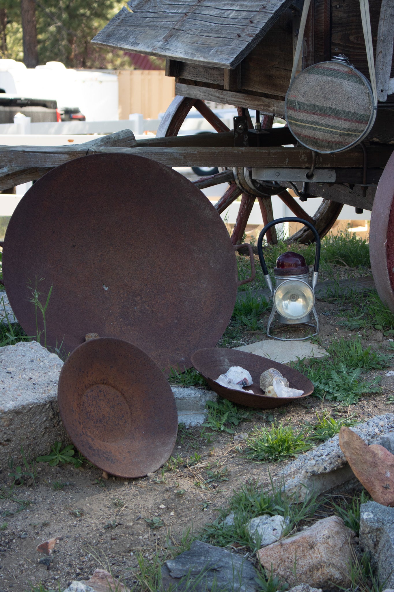 Antique Metal Mining Pan 3 Piece Set