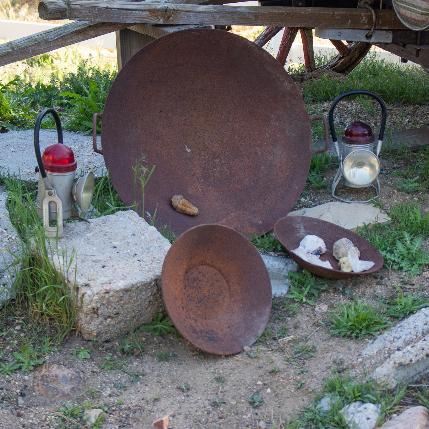 Rustic Antique Mining Light Collection of 3