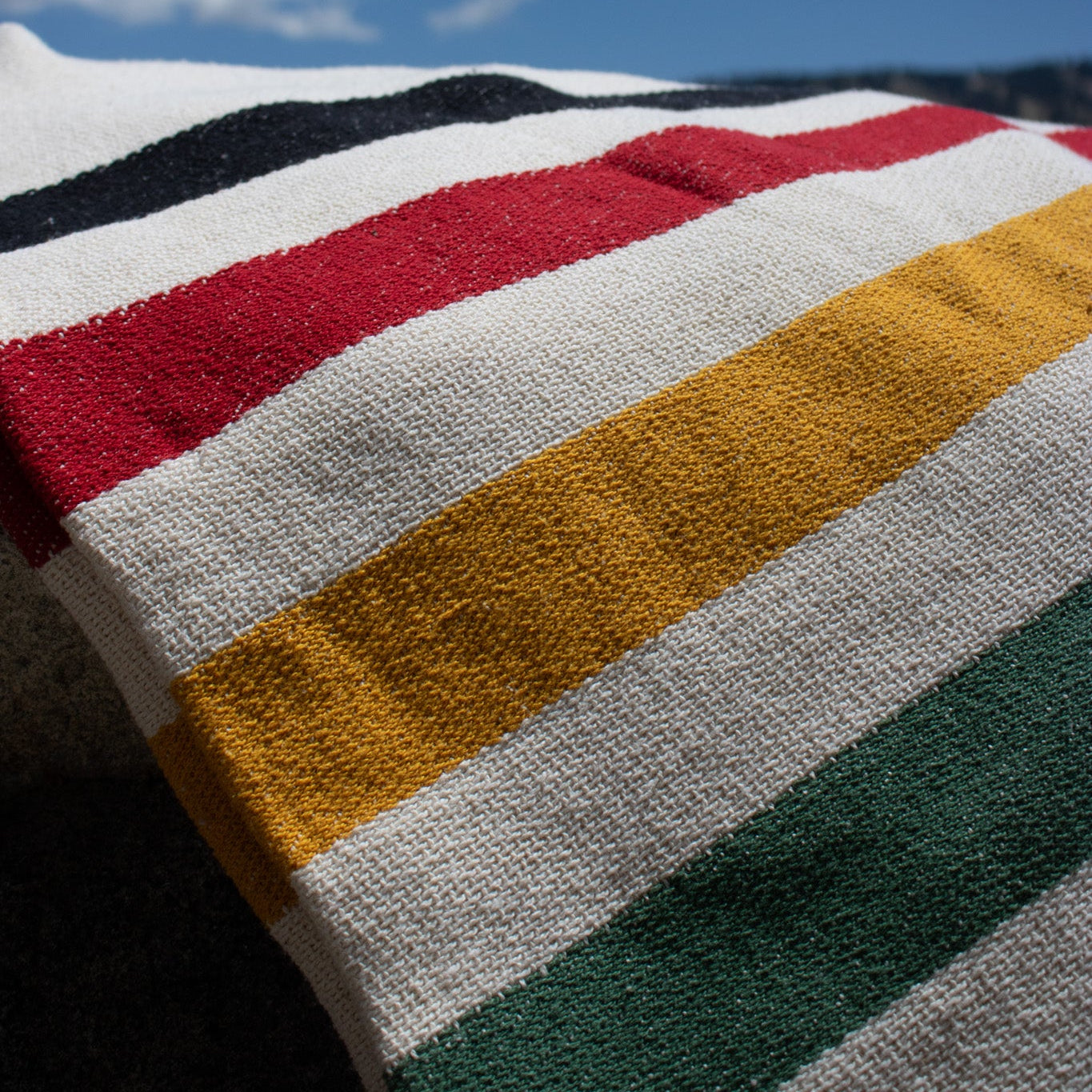 Pisgah Stripe Woven Throw - Black, Red, Yellow, & Green Stripe