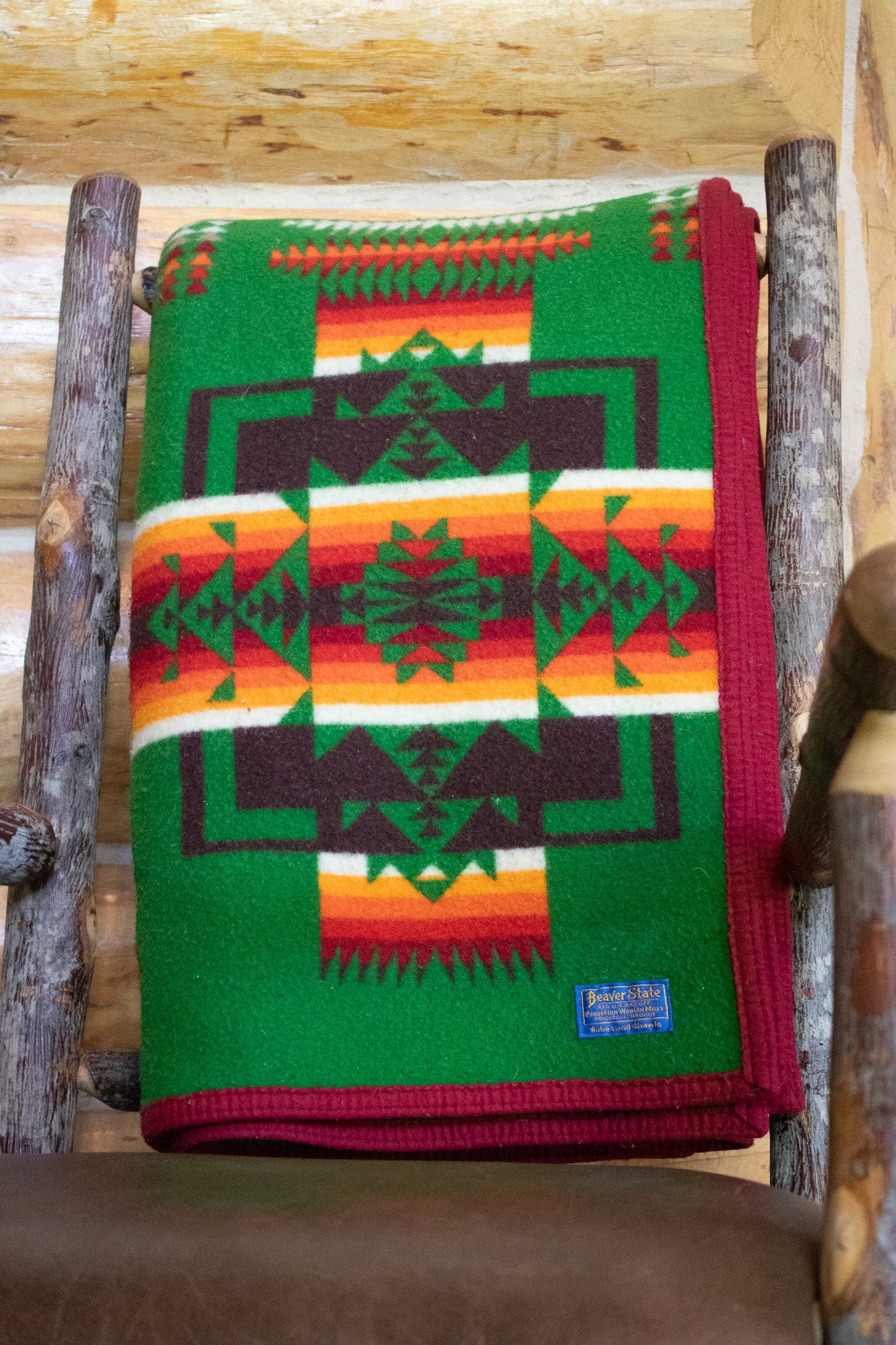 Pendleton Chief Joseph Wool Blanket Green
