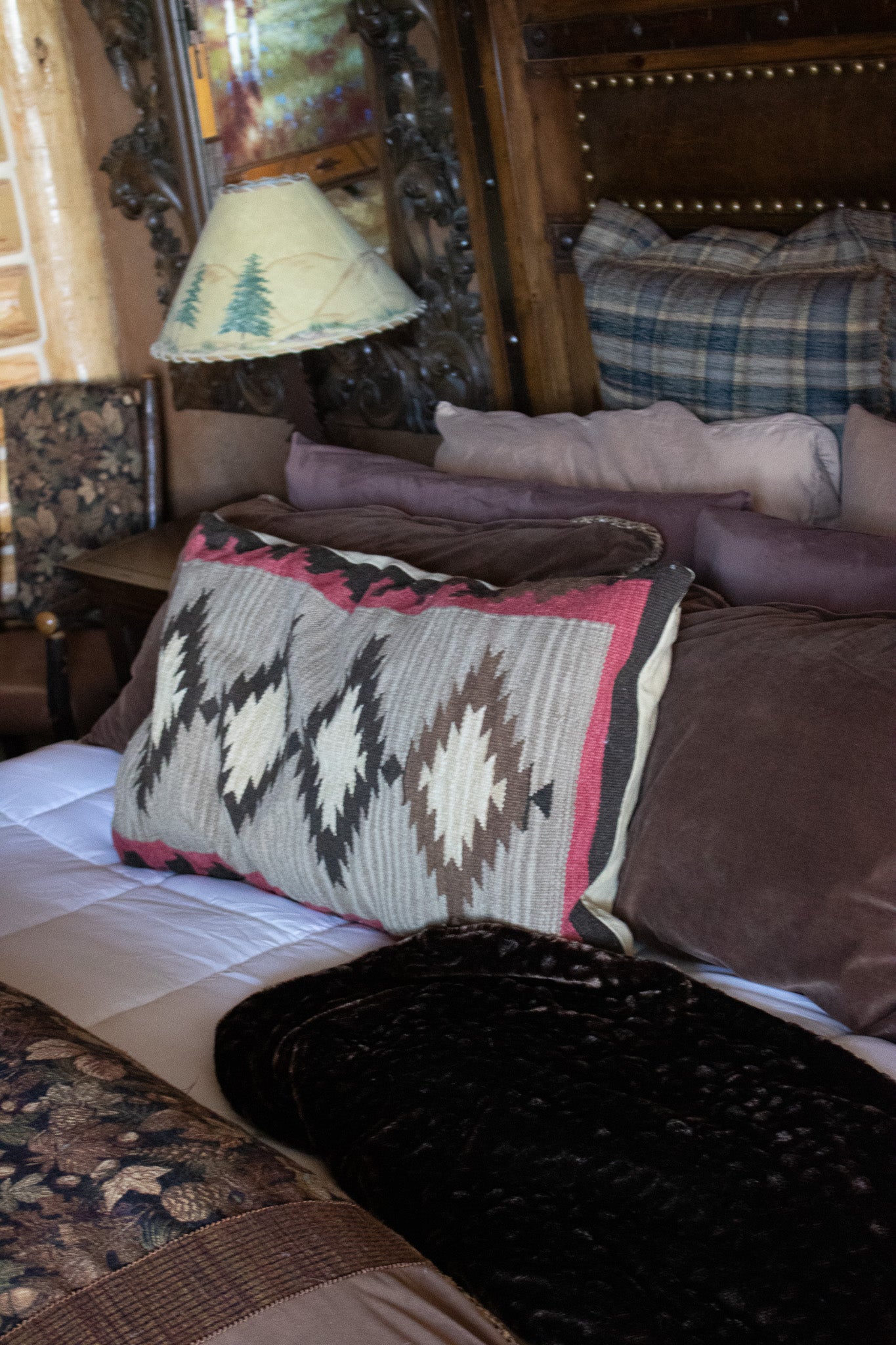 Large Down Aztec Geometric Design Pillow
