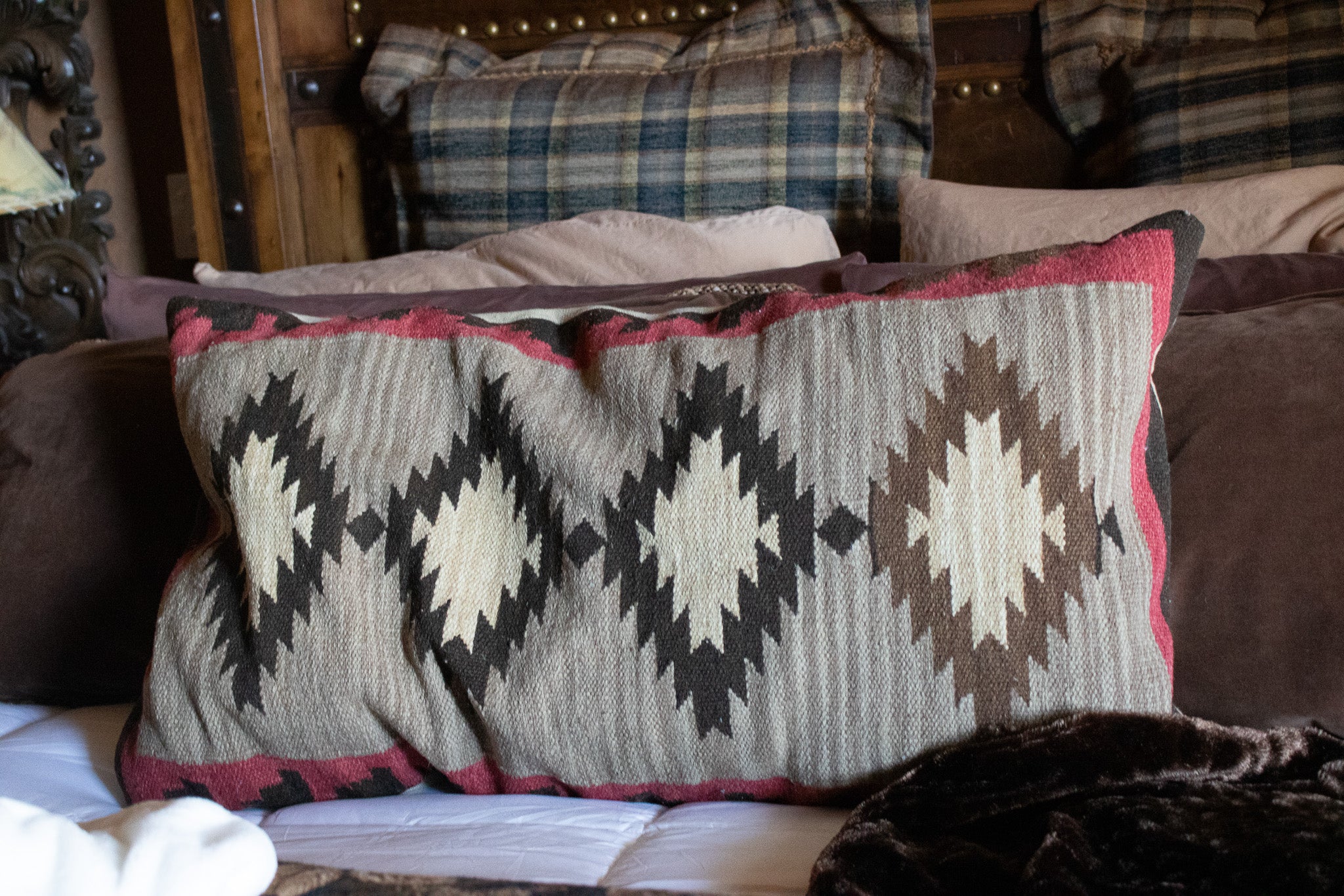 Large Down Aztec Geometric Design Pillow