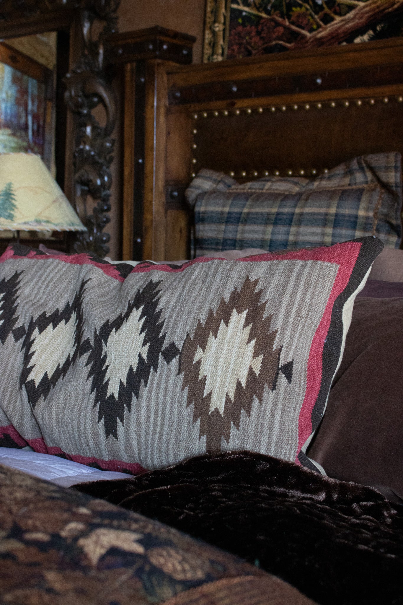 Large Down Aztec Geometric Design Pillow