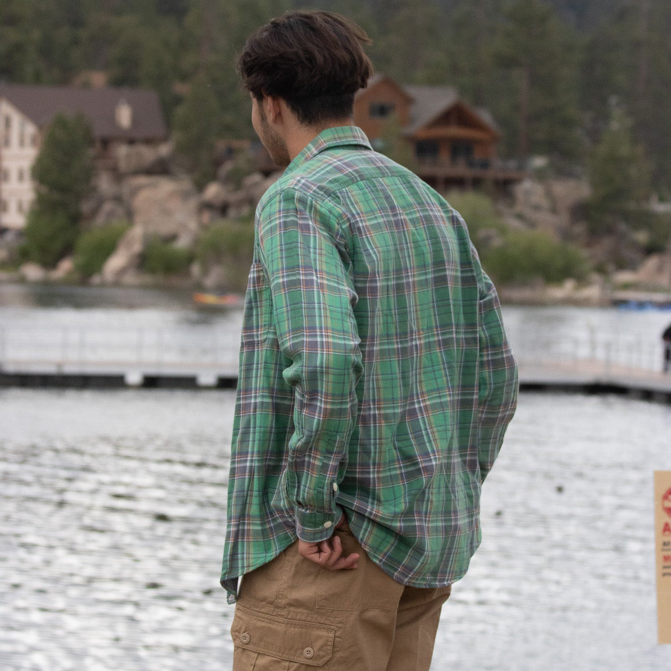 Polo Ralph Lauren Mint Green & Gray Flannel Shirt-Size Large