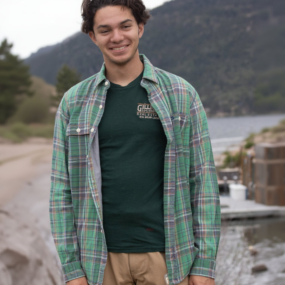 Polo Ralph Lauren Mint Green & Gray Flannel Shirt-Size Large