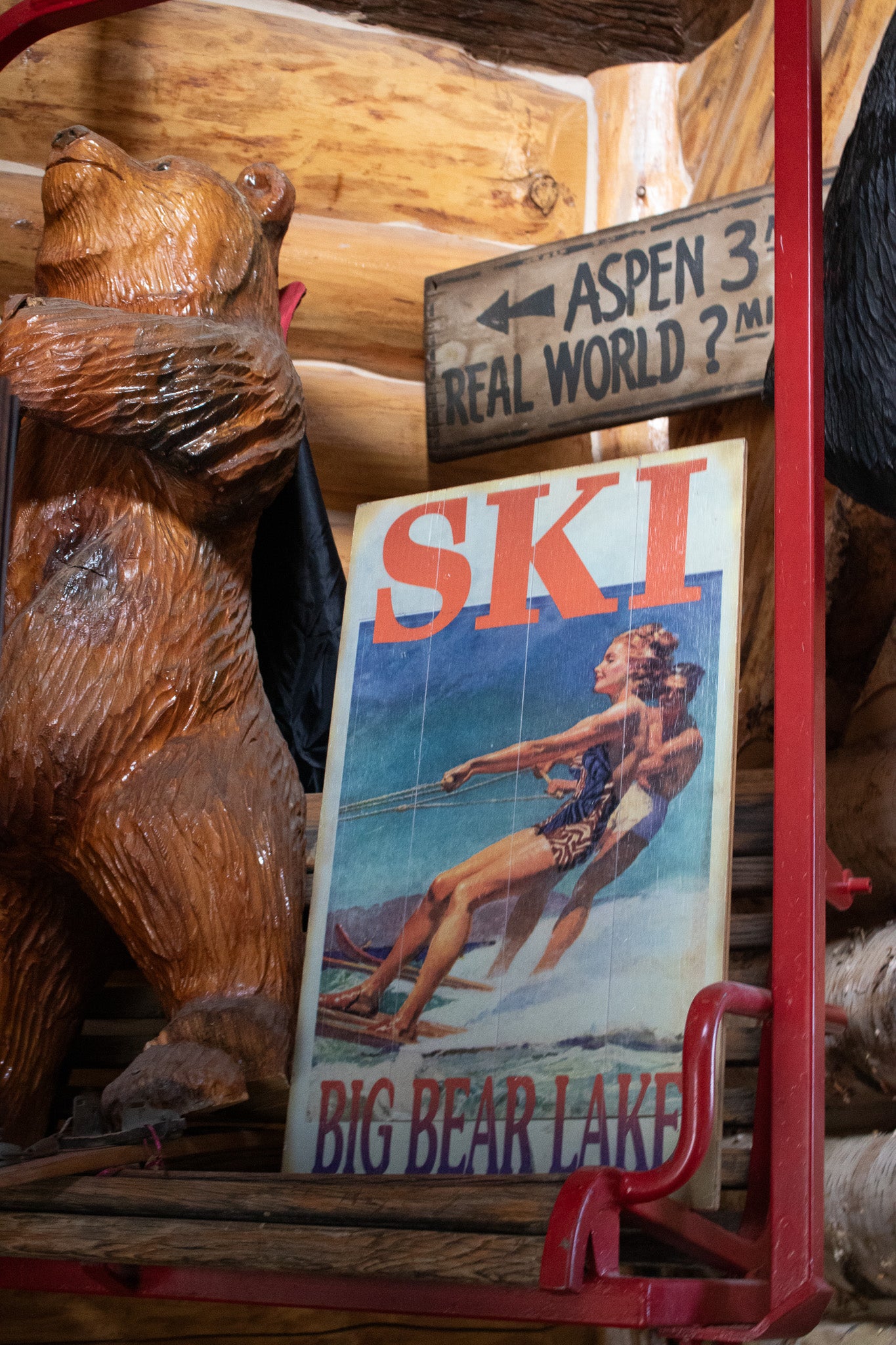 Wood Plank Print "Ski Big Bear Lake"