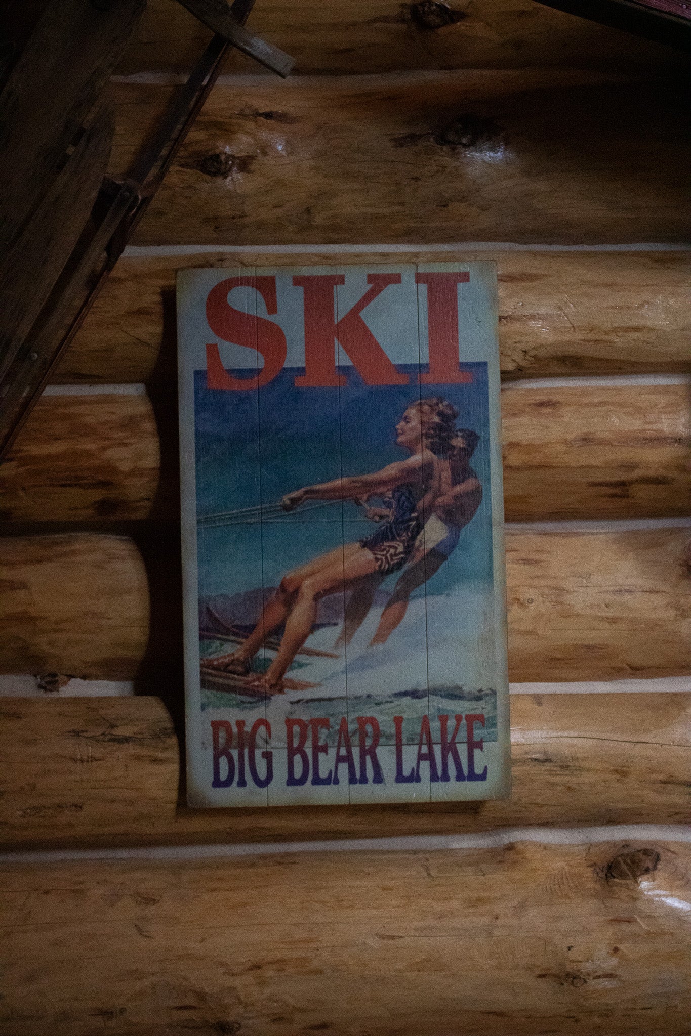 Wood Plank Print "Ski Big Bear Lake"