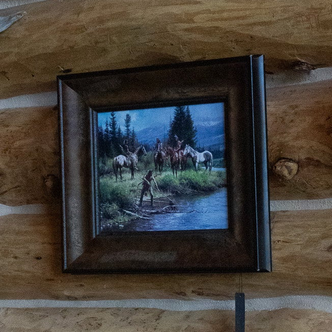 Canvas Transfer Lonestar Print of Indians and Horses at the River