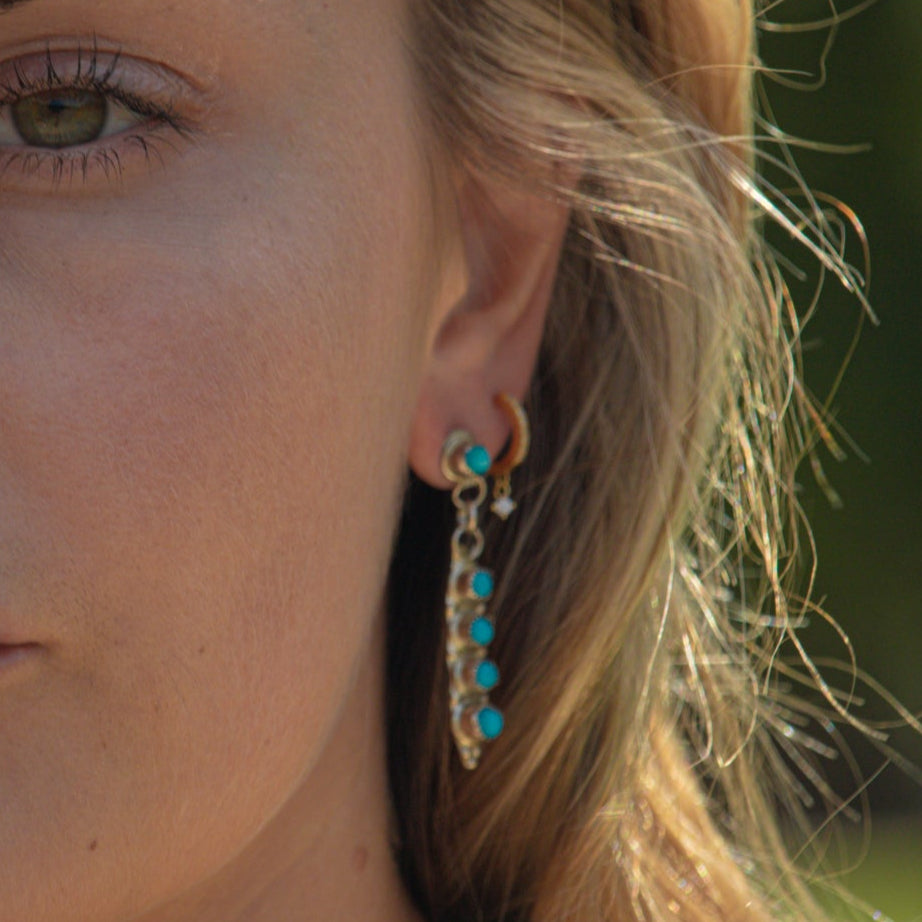 Zuni Native American Sterling Silver Turquoise Dangle Earrings by Nakatewa