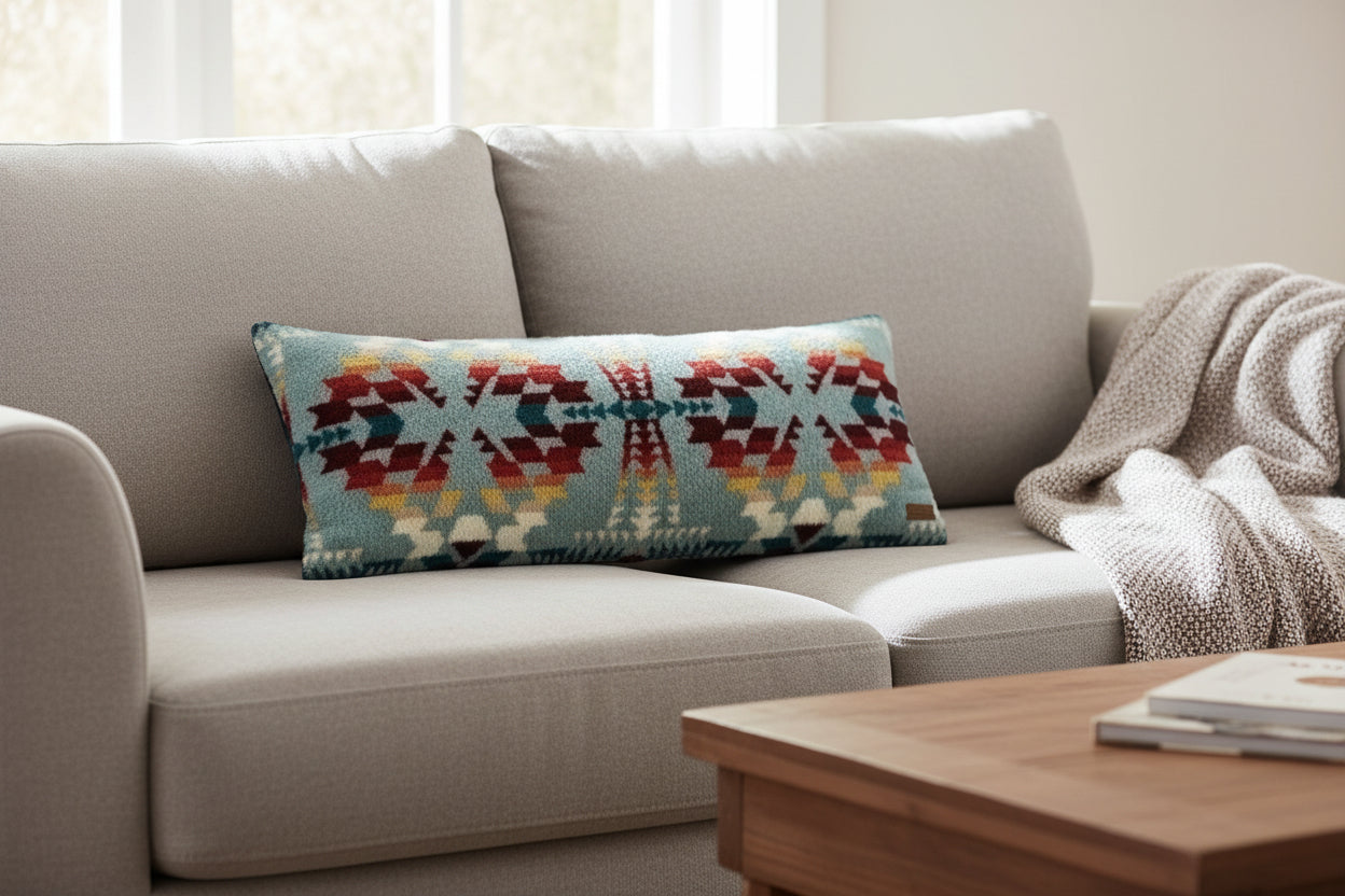 Pendleton Oversized Sherpa Bolster Pillow – Legend Lake Aqua