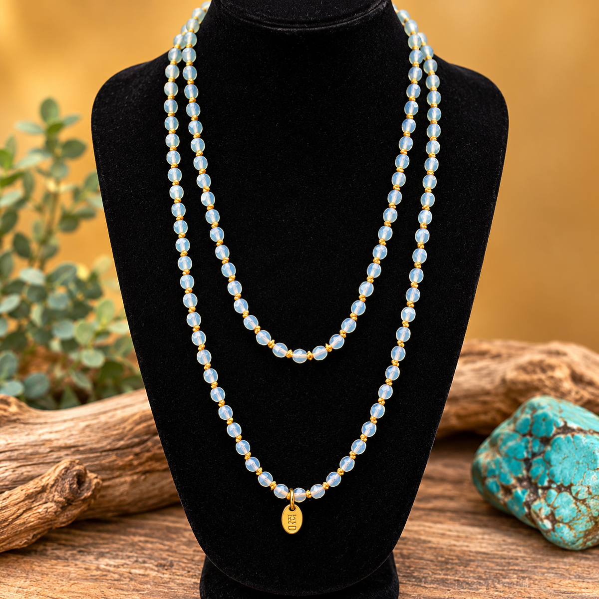 BPD Blue Beaded Long Necklace