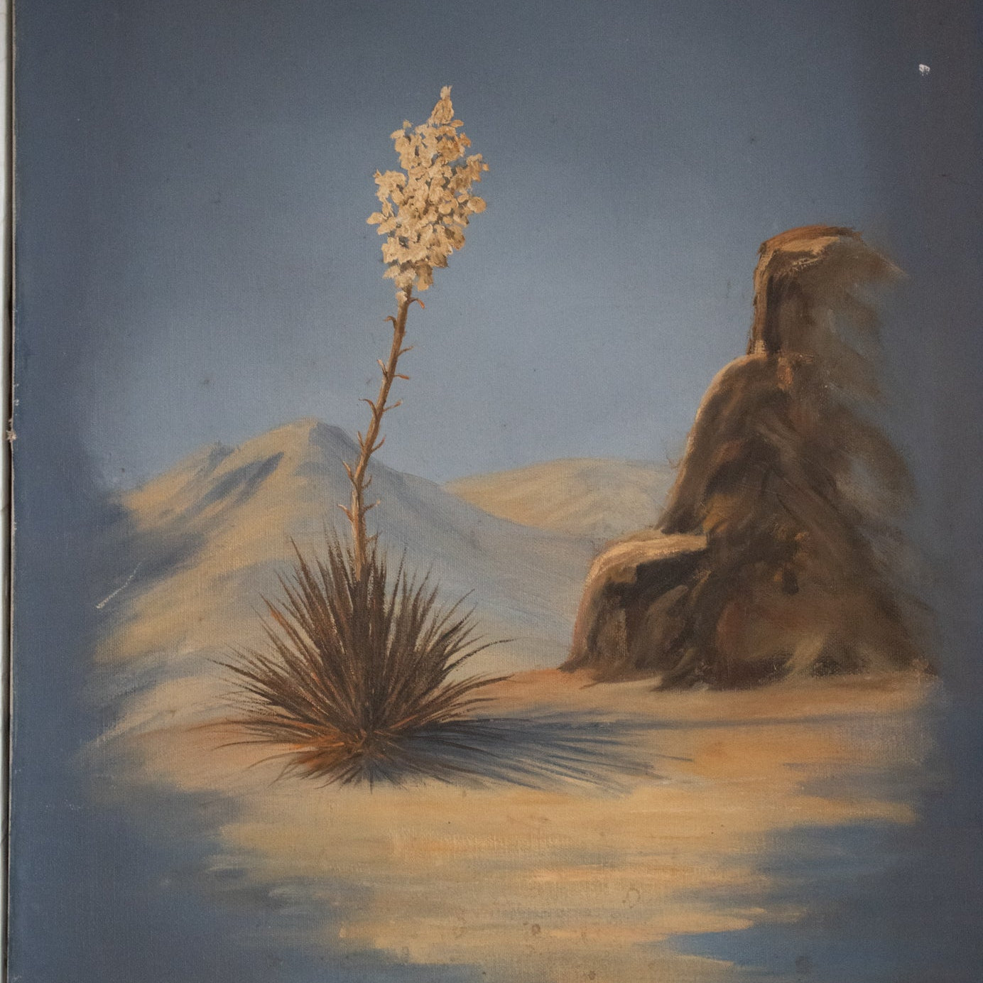 Southwestern Original Vintage Desert Landscape Painting "Blooming Yucca "by Barbara Gilligan