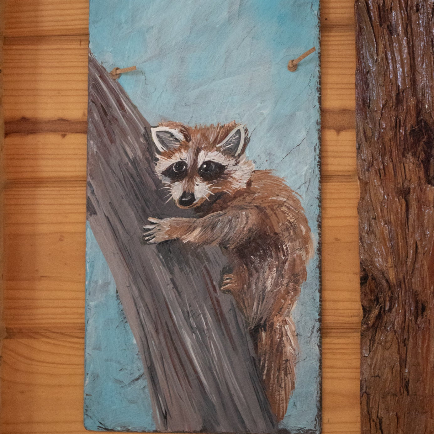 Metal Sign Painting of Racoon Artist A.S.C. Def Carmen Black's