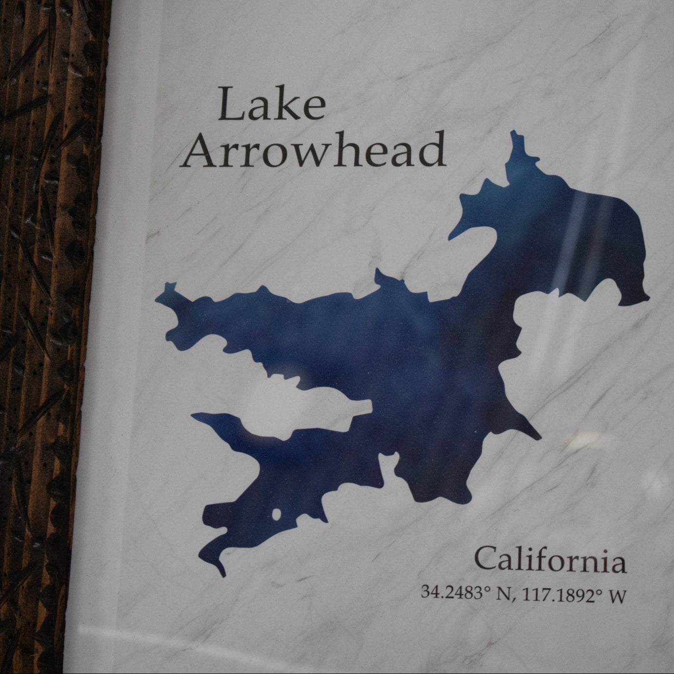 Lake Arrowhead CA Wall Art Print 11in x14in State & Map Coordinates