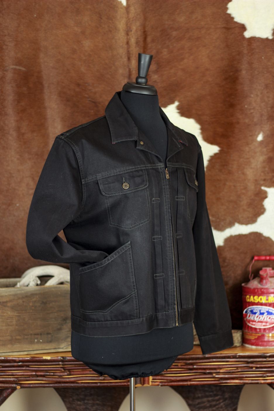 Pendleton Mens Jacket Size Large Black Zip Up Western Jean Style Coat