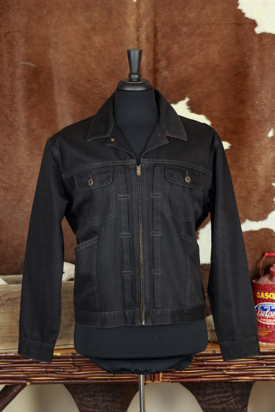 pendleton mens jacket size large black zip up western jean style coat