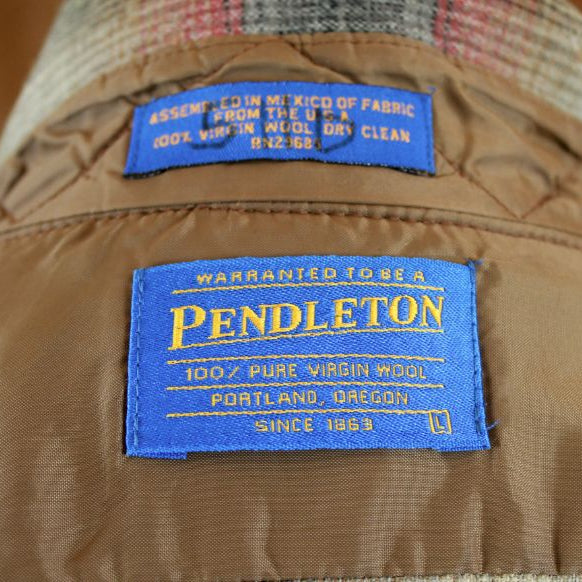Pendleton Vintage Plaid 100% Wool Long sleeved Shirt Button-Down Flannel Size L