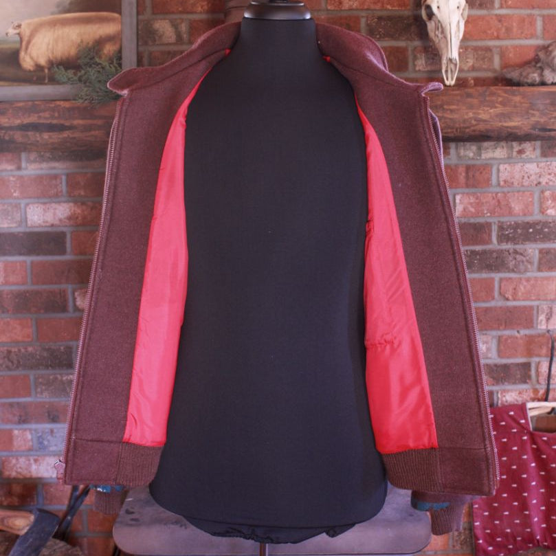 Pendleton Western Wool Jacket Medium Made in USA Aztec Zip Up Coat Brown Southwestern