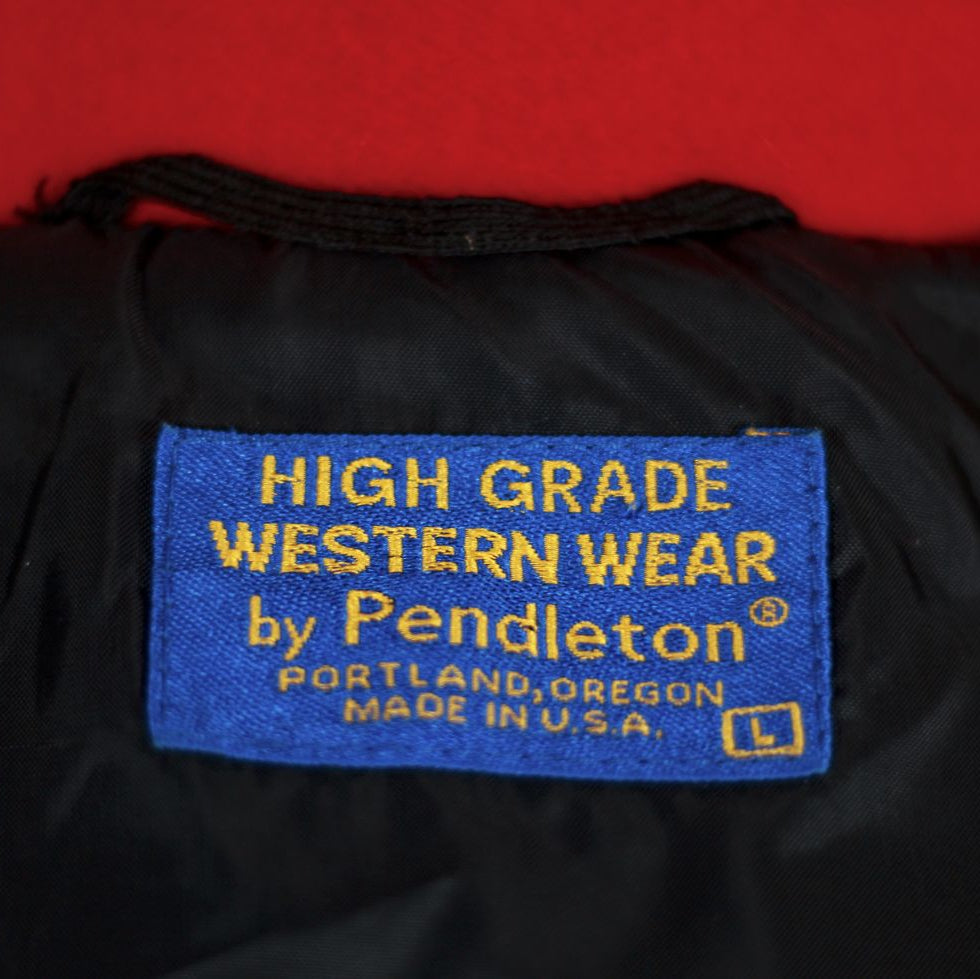 Pendleton Western Wool Jacket Large Made in USA Aztec Bomber Southwestern Red Coat