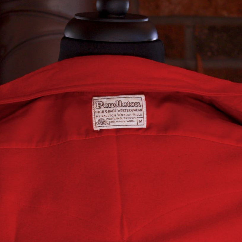 Vintage Pendleton Red 100% Virgin Wool Pearl Snap Shirt Size Medium