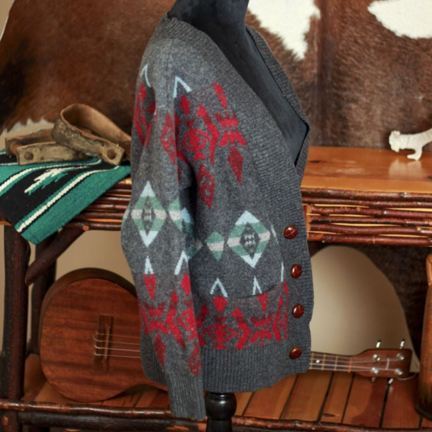 Pendleton Authentic Westerny Aztec Lambswool Cardigan Button Sweater Size Small