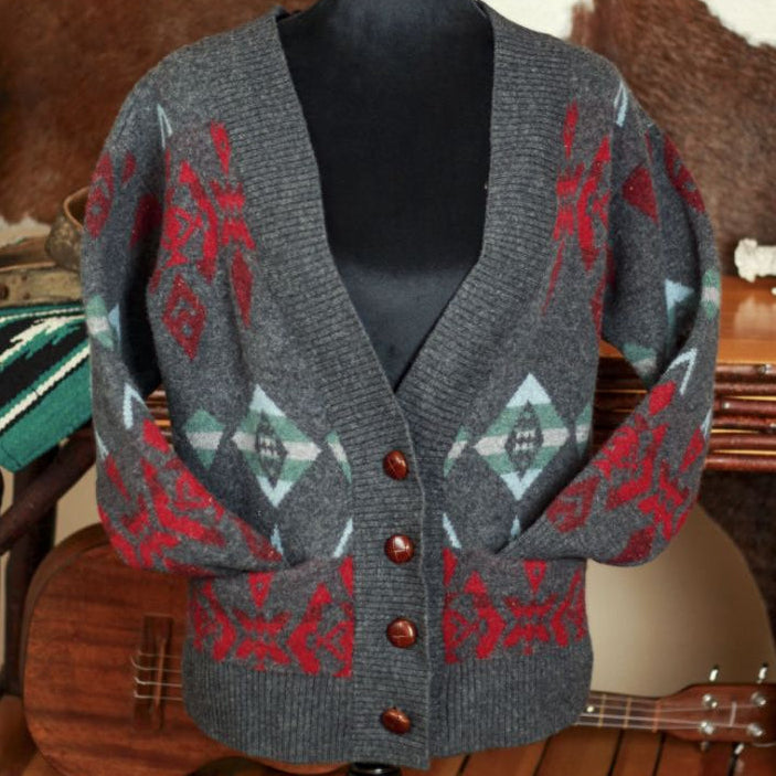 Pendleton Authentic Westerny Aztec Lambswool Cardigan Button Sweater Size Small