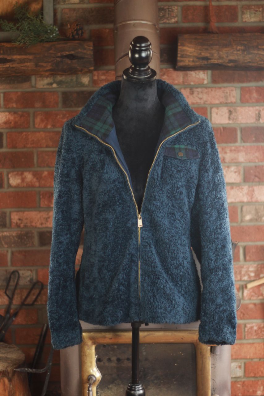 pendleton sherpa jacket small blue fleece zip up cozy coat
