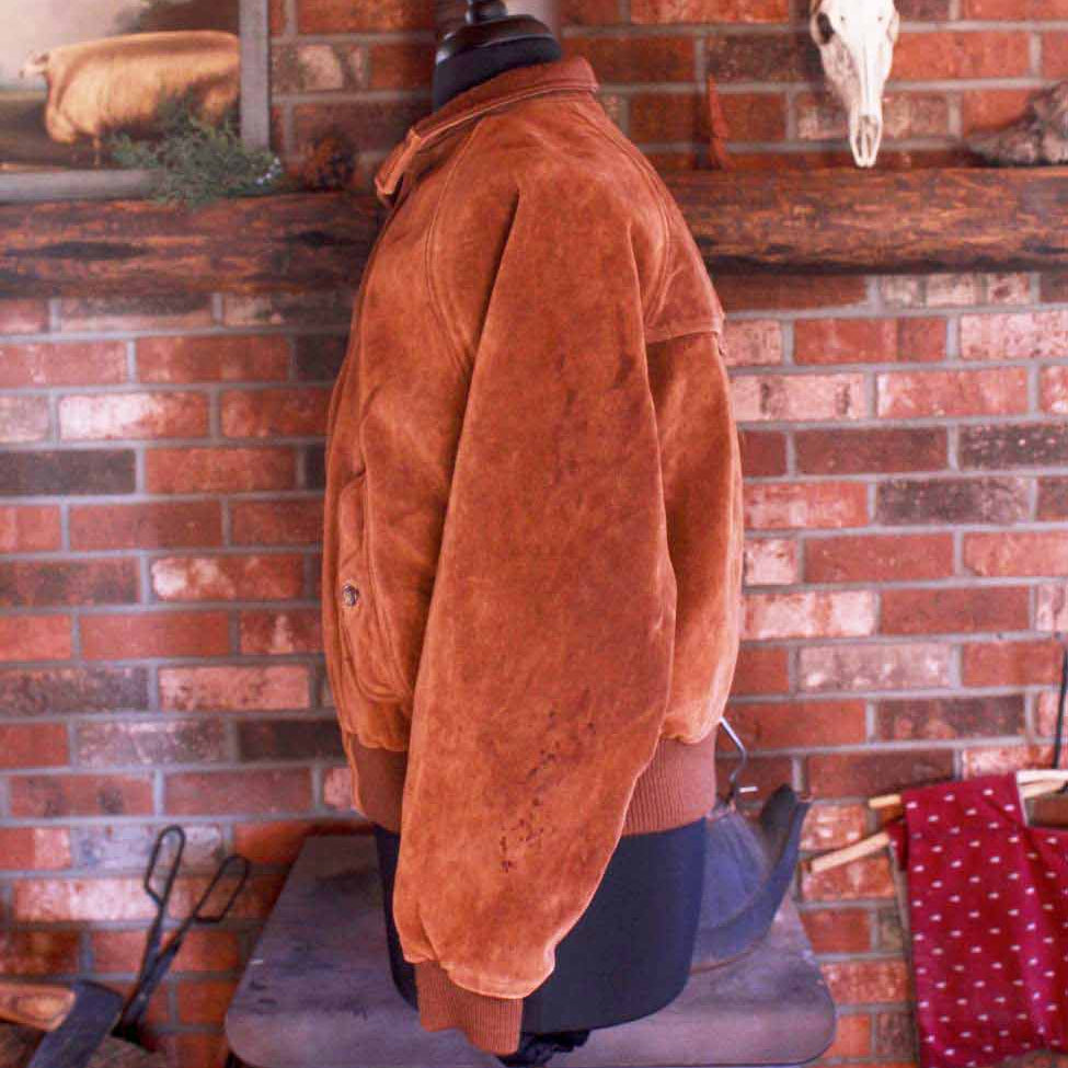 Ralph Lauren Polo Country Brown Vintage Plaid Lined Suede Leather Bomber Jacket Size Large