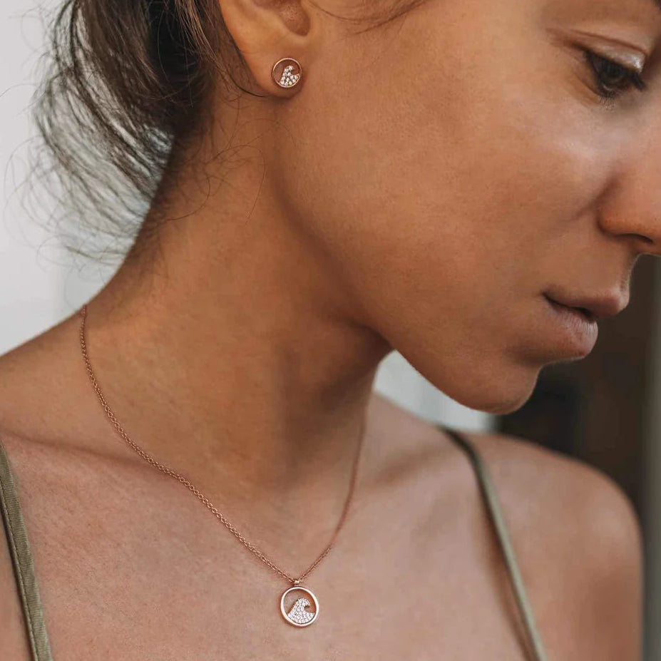 Pura Vida Pave Wave Necklace & Earring Set