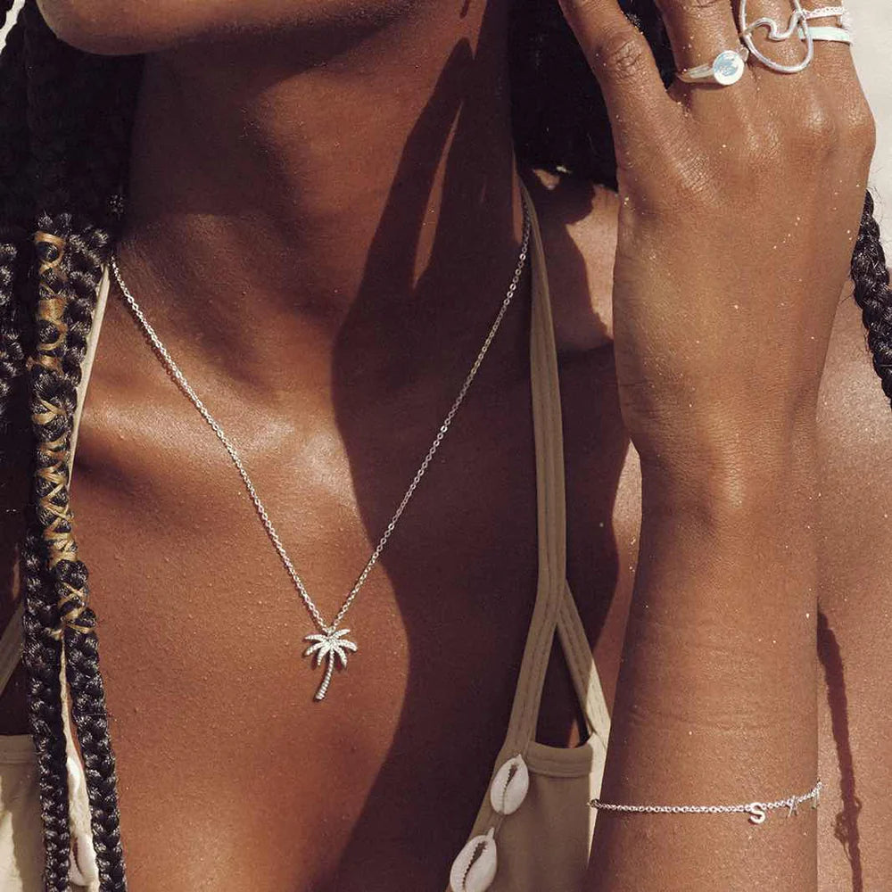 Pura Vida Brass Palm Tree Necklace