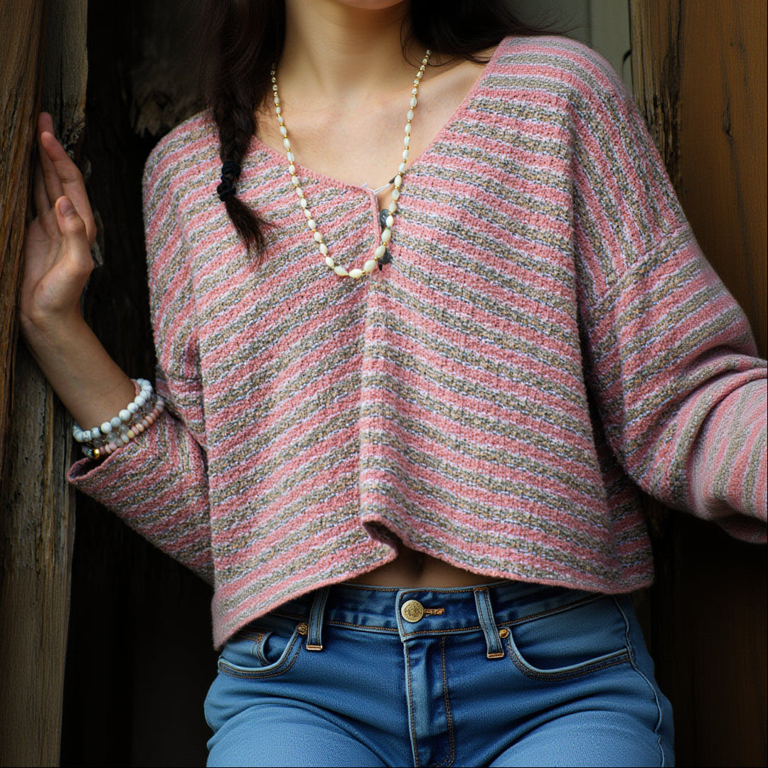 Star Cody Light Pink Cropped Sweater