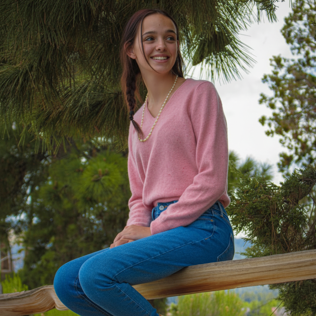 Valerie Steven Bright - Pink Cashmere Pullover Sweater XL