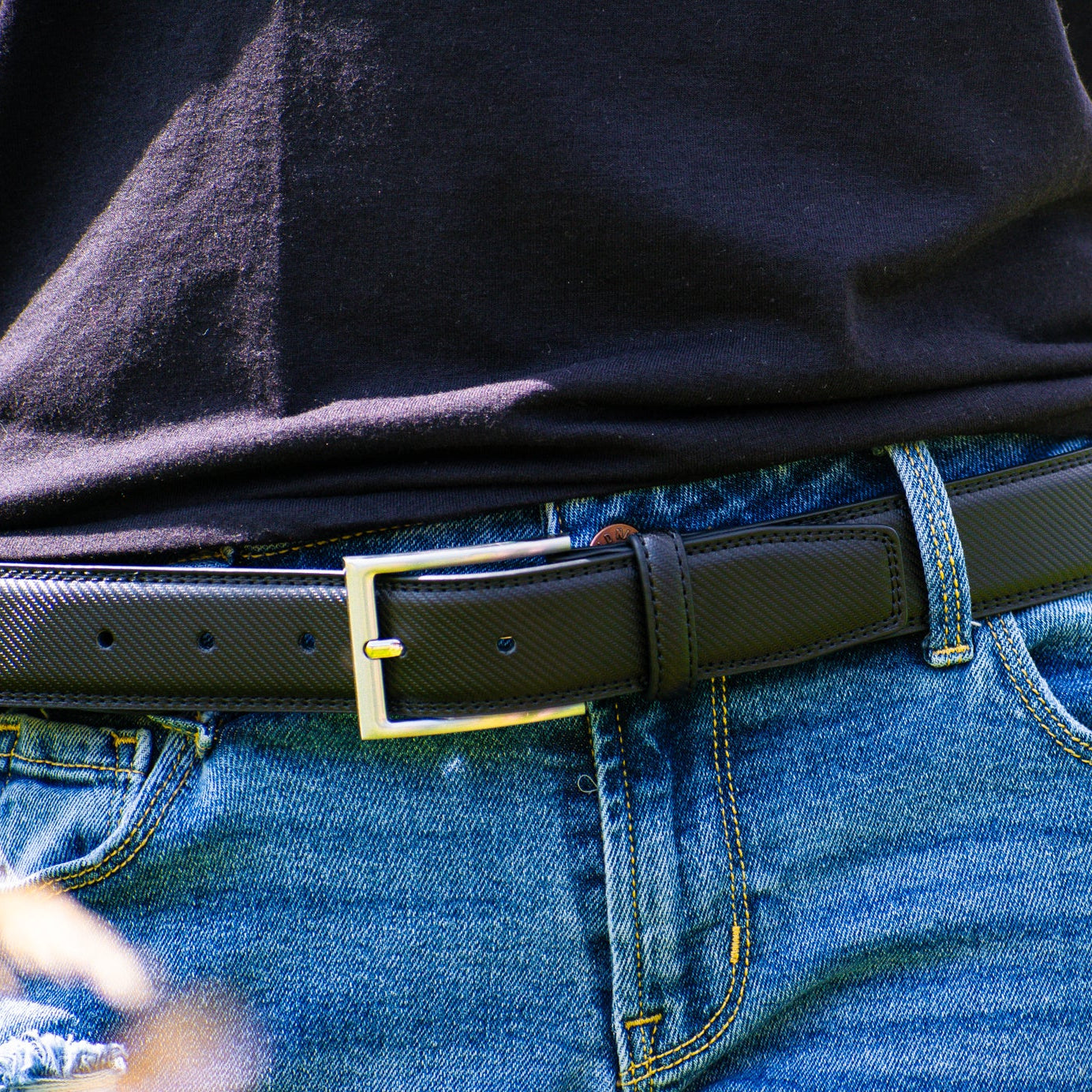 Black Leather metal buckle Belt