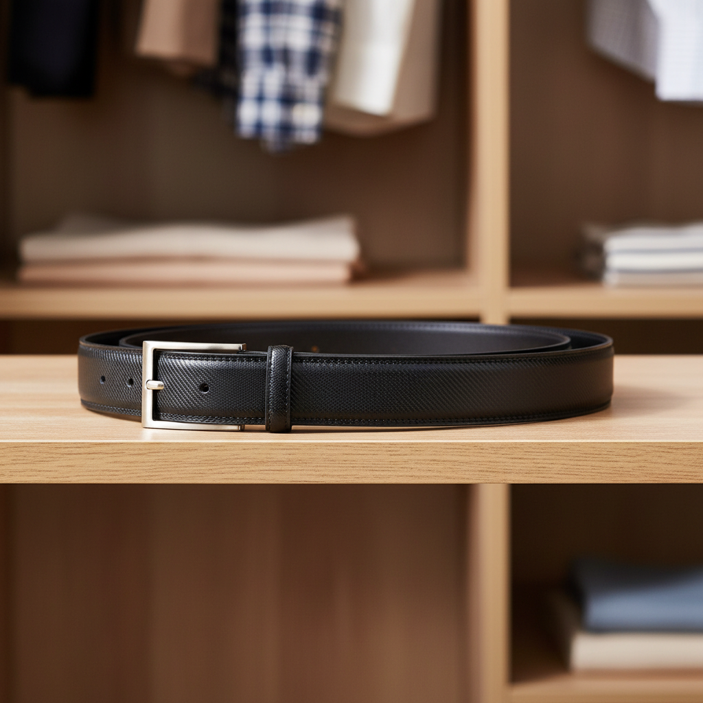 Black Leather metal buckle Belt