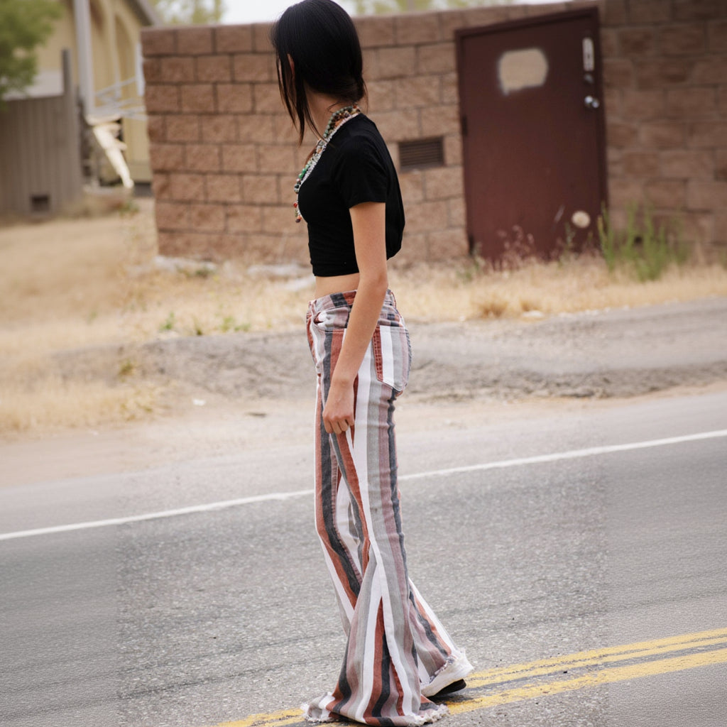 Altar'd State Striped Bell Bottom Jeans