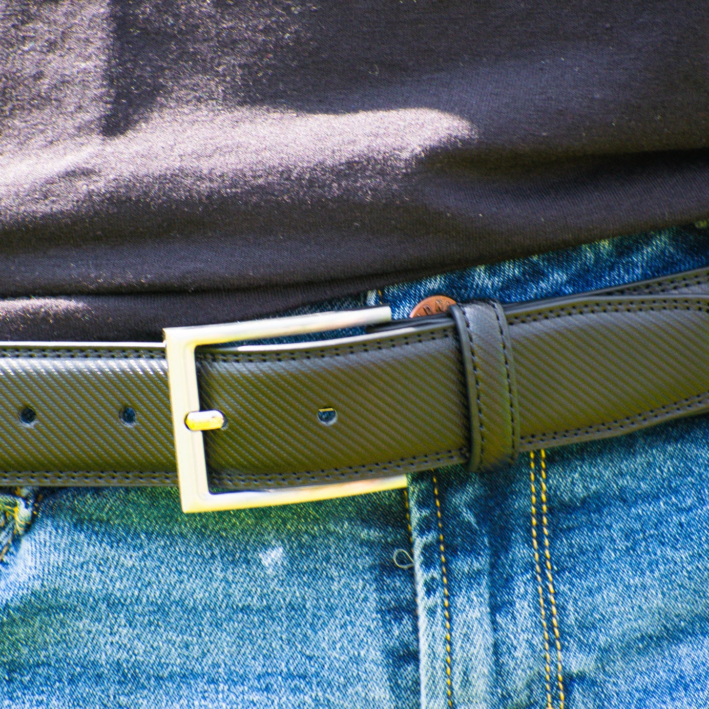 Black Leather metal buckle Belt