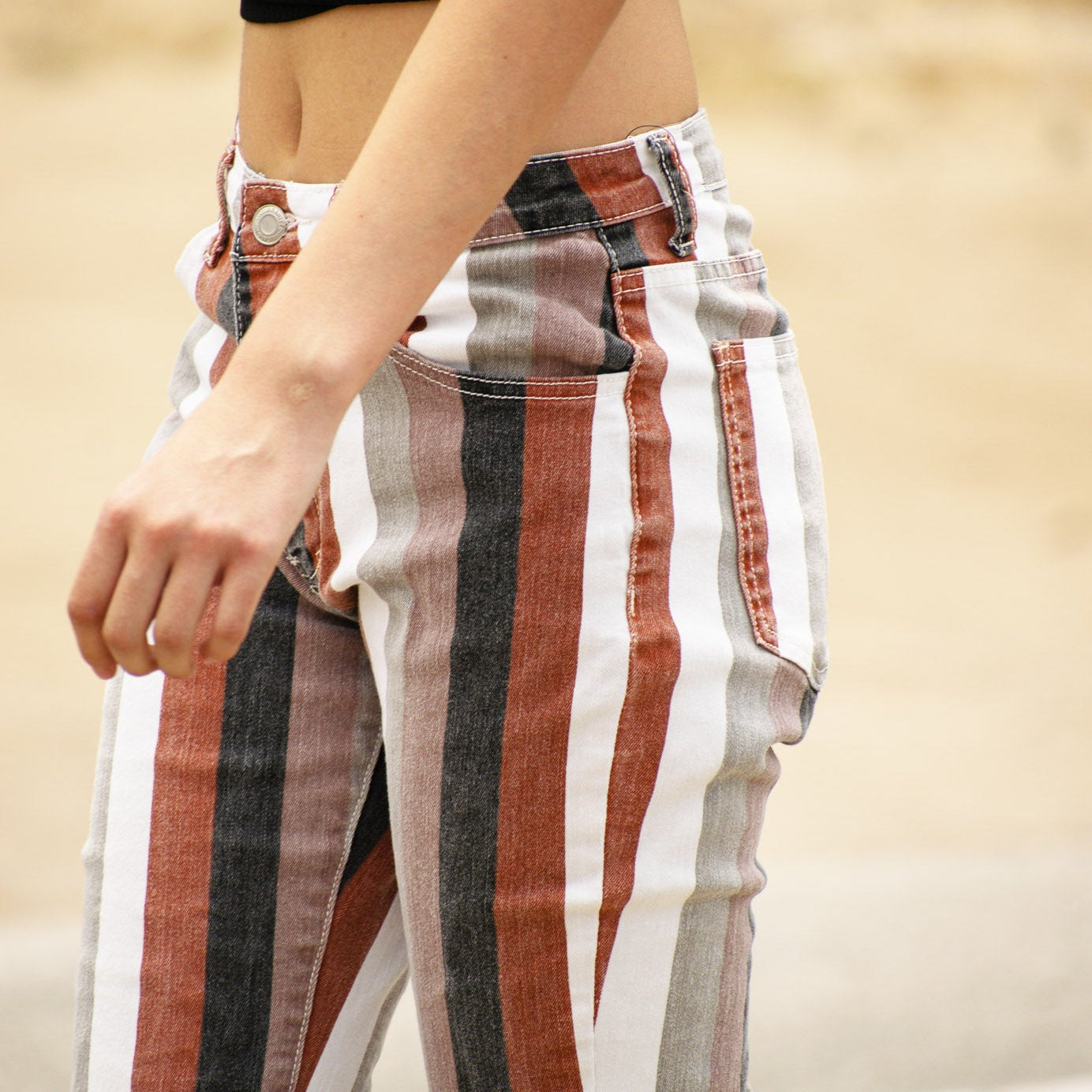 Altar'd State Striped Bell Bottom Jeans