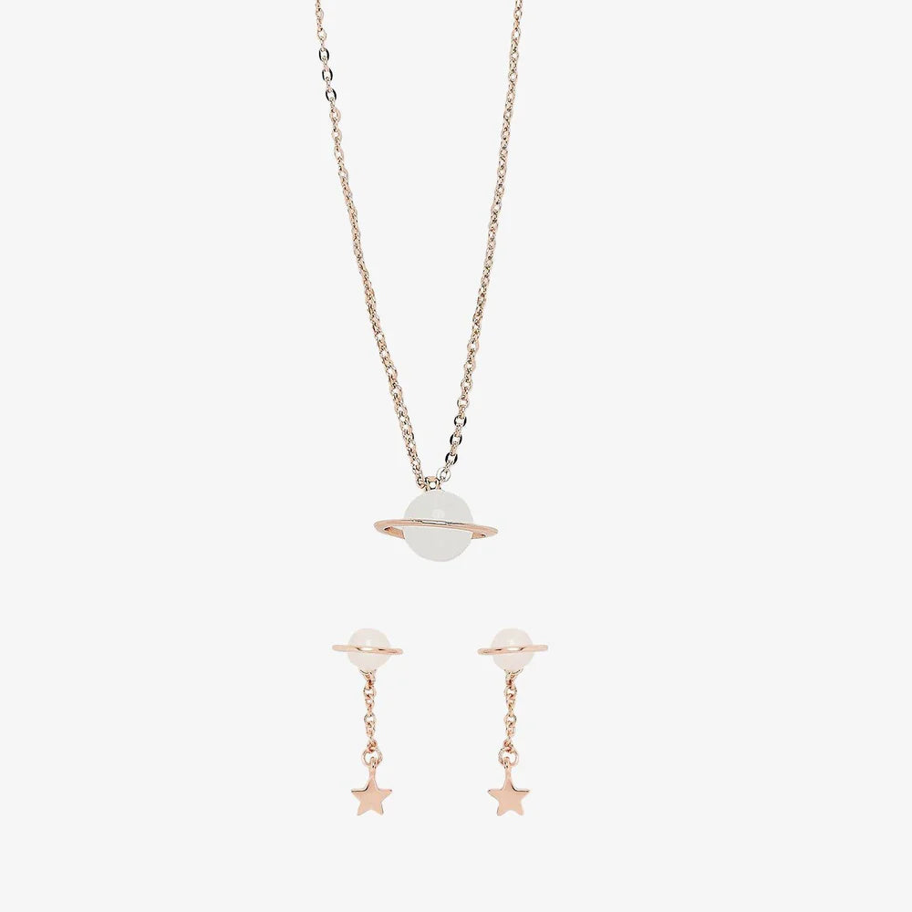 Pura Vida Saturn Necklace & Earring Set