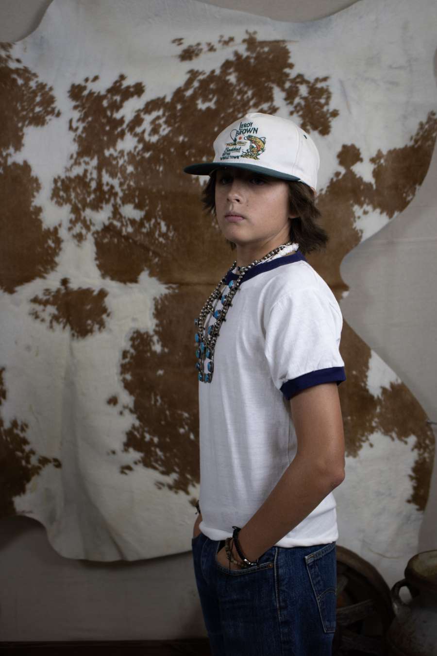 Sportswear White Tee with Navy Blue Detailing (Children's XL)