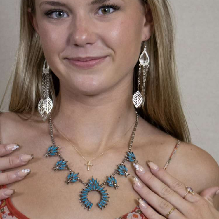 turquoise squash blossom necklace naja pendant southwestern statement fashion jewelry
